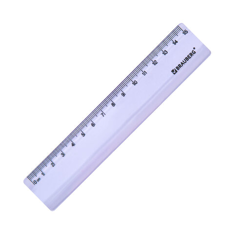 Линейка пластиковая 15 см BRAUBERG "PASTEL", тонированная, ассорти, 117012