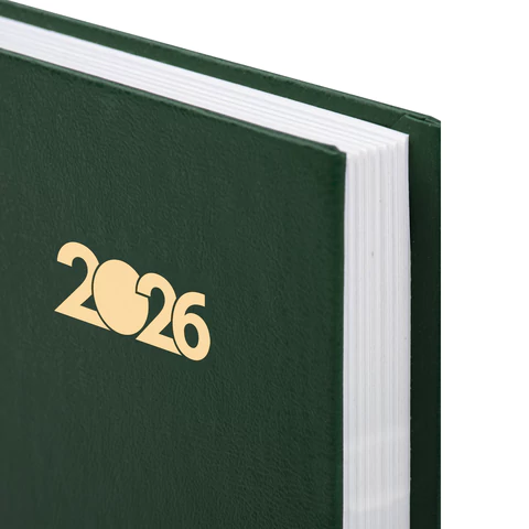 Ежедневник датированный 2026 145х215 мм, А5, STAFF, обложка бумвинил, зелёный, 117308