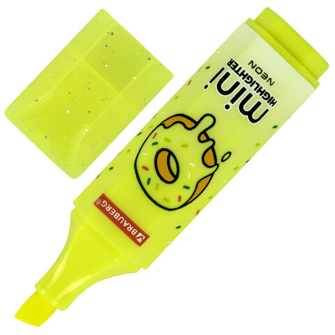 Текстовыделитель мини с принтами BRAUBERG "NEON", АССОРТИ В ПЛАСТИКОВОЙ БАНКЕ, 1-5 мм, 152535