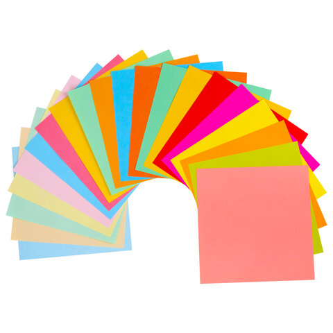 Бумага для оригами и аппликаций 14х14 см, 200 листов, 20 цветов, ОСТРОВ СОКРОВИЩ, 113717