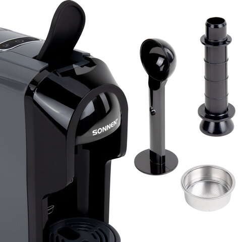 Кофемашина капсульная 3 в 1 для молотого кофе и капсул DOLCE GUSTO и NESPRESSO, SONNEN CM510G,1450 Вт, 0,6 л, графит, 457339