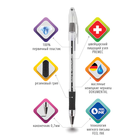 Ручка шариковая масляная с грипом BRAUBERG "Model-XL" ORIGINAL, ЧЕРНАЯ, узел 0,7 мм, линия письма 0,35 мм, 143243