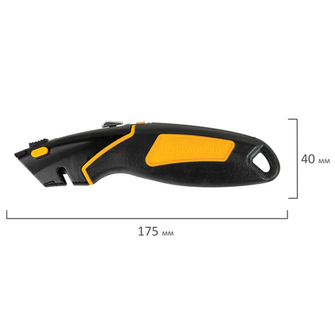 Нож универсальный мощный цинковый BRAUBERG METALLIC PRO, автофиксатор, резиновые вставки, 238738