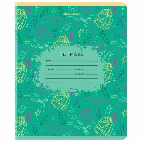 Тетрадь 12 л. BRAUBERG клетка, обложка картон, ПАТТЕРН, 107267