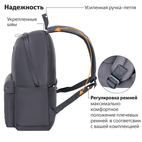 Рюкзак BRAUBERG FASHION CITY, универсальный, карман-антивор, "Meeting", черный, 44х31х16 см, 229963