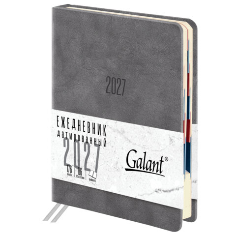 Ежедневник датированный 2027, B6, 125х173 мм, GALANT "Vivid", под кожу, серый, 117863