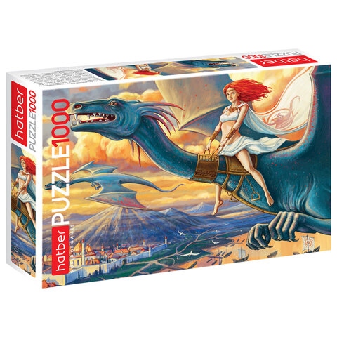 Пазл картонный 1000 элементов АССОРТИ, 10 дизайнов, 480х680 мм, HATBER