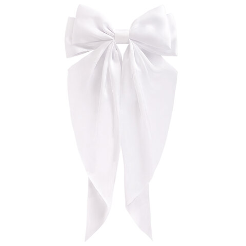 Заколка для волос баретте с бантом и широкими длинными хвостиками, белый, MONTE VITA (МОНТЕ ВИТА), 457114