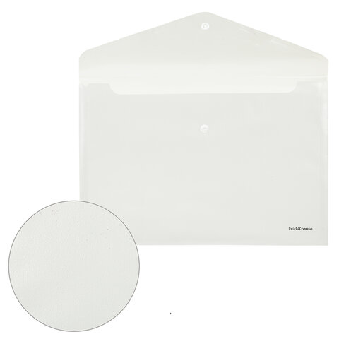 Папка-конверт с кнопкой ERICH KRAUSE "Fizzy Clear", А4, до 120 листов, прозрачная, 0,12 мм, 50172