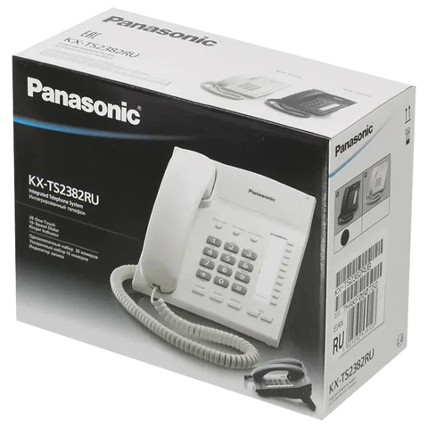 Телефон PANASONIC KX-TS2382RUB, память 10 последних набранных номеров, тональный/импульсный режим, повтор, чёрный