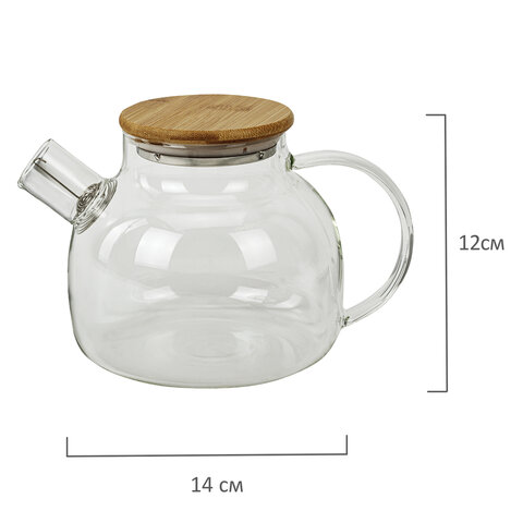 Чайник заварочный 900 мл "Бочонок", жаропрочное стекло, подставка для свечи, сито, DASWERK (ДАСВЕРК), 608646
