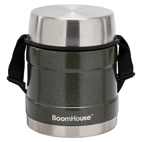 Термос 1 л для еды/напитков с широким горлом, BOOMHOUSE (БУМХАУС) RIBBED, контейнер, нержавеющая сталь SUS304, 700322