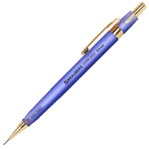 Карандаш механический 0,5 мм, HB, BRAUBERG EXTRA GOLD, ластик, корпус SOFT TOUCH, ассорти, 181963