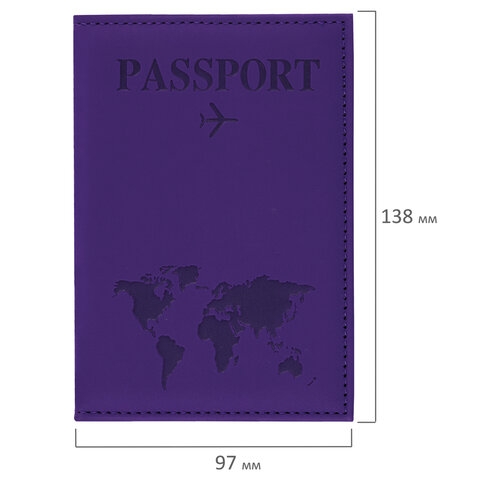 Обложка для паспорта "Passport map", экокожа soft-touch, фиолетовая, STAFF, 238762