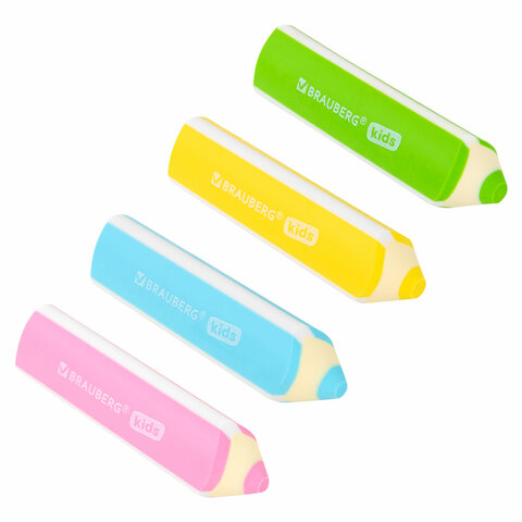 Ластики фигурные BRAUBERG KIDS "Карандашики", НАБОР 4 ШТУКИ, пакет, 271996