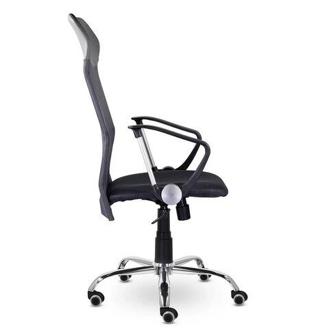 Кресло "Ультра", высокая спинка, с подлокотниками, хром, черное