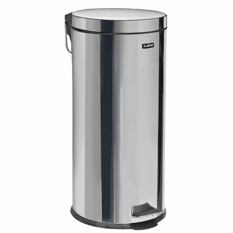 Ведро мусорное с педалью 30 литров "Classic", ЗЕРКАЛЬНОЕ, нержавеющая сталь, со съемным внутренним ведром, LAIMA, 232263