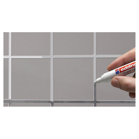 Маркер для затирки плиточных швов EDDING 8200, СЕРЕБРИСТО-СЕРЫЙ, 2-4 мм, запасные наконечники, E-8200/26