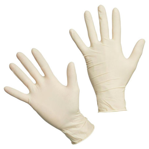 Перчатки латексные смотровые, 50 пар (100 штук), размер 7-8, M (средний), DERMAGRIP Classic, D1502-10