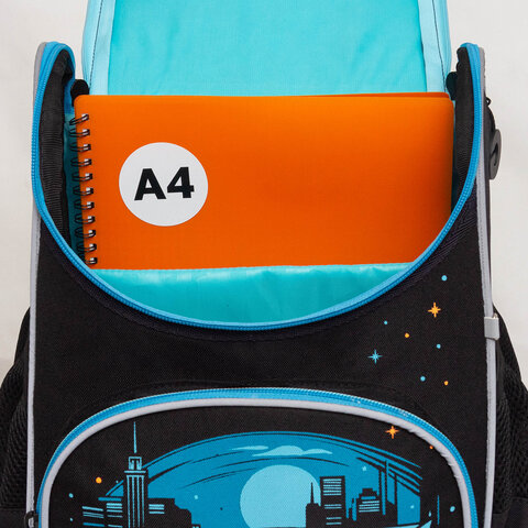 Ранец GRIZZLY анатомическая спинка, с мешком для обуви, для мальчиков, "MOONLIGHT RACE", 33х25х13 см, RAm-585-2/2