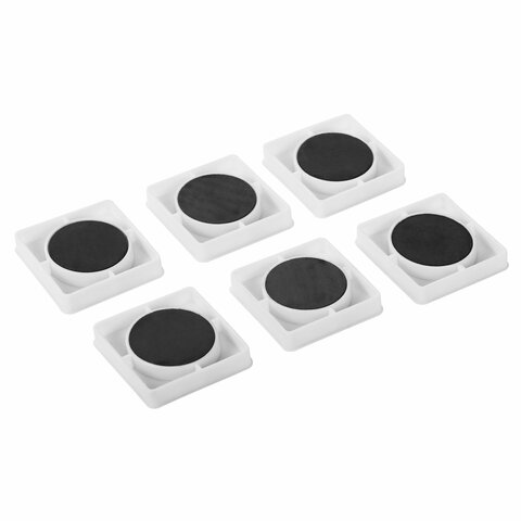 Магниты квадратные стеклянные 35 мм для досок магнитно-маркерных, НАБОР 6 шт., "Мрамор", BRAUBERG Glass, блистер, 272512