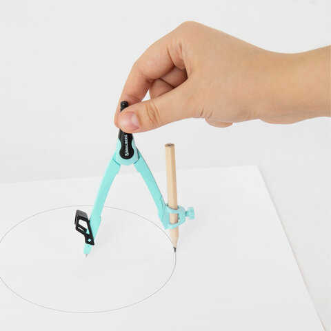 Готовальня BRAUBERG ULTRA, 4 предмета: циркуль 135 мм, запасной грифель, насадка, мятный цвет, 210824