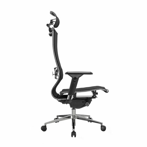 Кресло офисное МЕТТА "SAMURAI" S-3, с подголовником, сверхпрочная ткань-сетка, черное