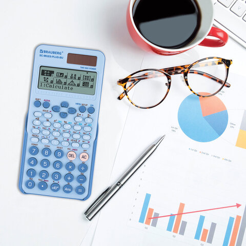 Калькулятор инженерный BRAUBERG SC-991ES-PLUS-BU (164х80 мм), 552 функции, 10+2 разряда, ГОЛУБОЙ, 272653