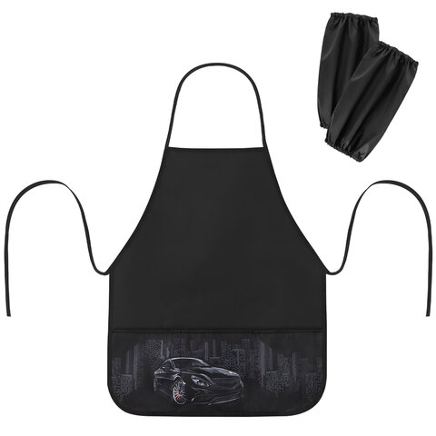 Фартук с нарукавниками для уроков труда BRAUBERG, 3 кармана, 46x54 см, "City car", 273639