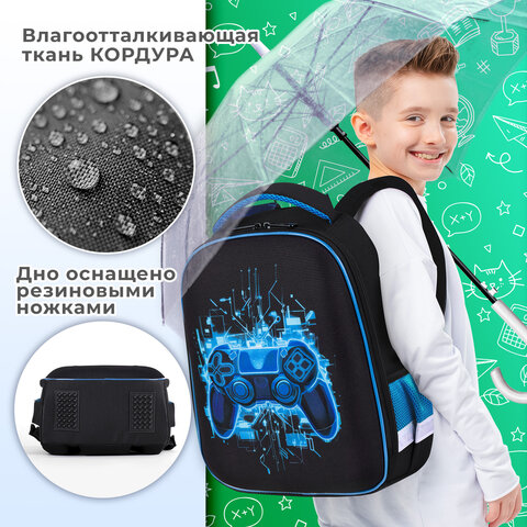 Ранец BRAUBERG KIDS START, 1 отделение, 2 кармана, Digital gamepad, 3D-панель, 35х26х13 см, 273152