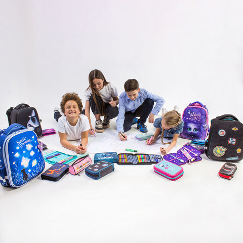 Пенал мягкий BRAUBERG, 3 отделения, нейлон, 21х7х7 см, "Puppies", 270839