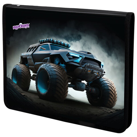 Папка для труда на молнии ЮНЛАНДИЯ А4, 1 отделение, откидная планка, органайзер, "Space driver", 273396