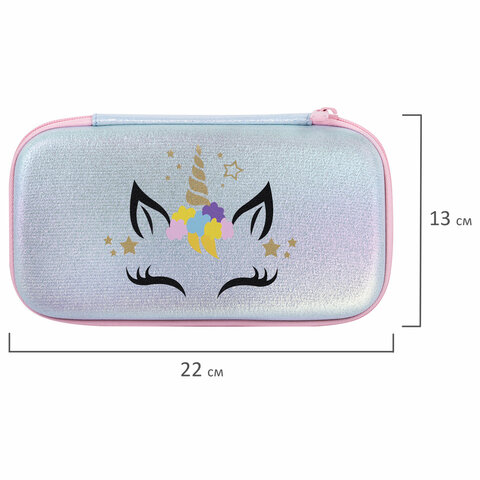Пенал BRAUBERG SHINY, 1 отделение, 1 откидная планка, ЭВА, 22х13х4 см, "Сказочный единорог", 271555