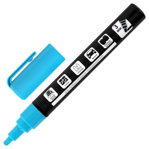 Маркер меловой CHALK LIQUID MARKER, СИНИЙ, 3 мм, стираемый, BRAUBERG "CHALK", 152592