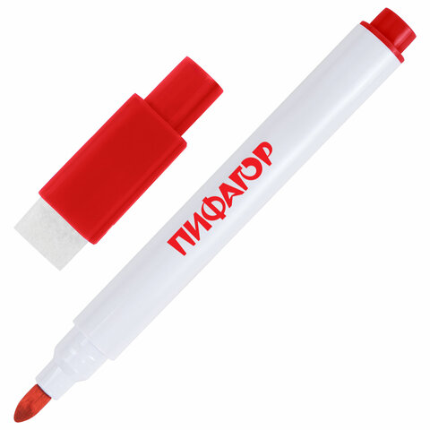 Маркеры стираемые 2 мм на магните со стирателем для белой доски и планера НАБОР 8 ЦВЕТОВ, ПИФАГОР, 152562