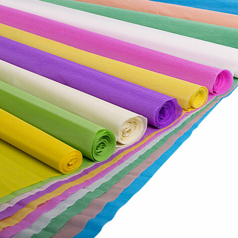 Бумага гофрированная/креповая, 32 г/м2, 50х250 см, НАБОР 10 рулонов, пастель, BRAUBERG, 112557