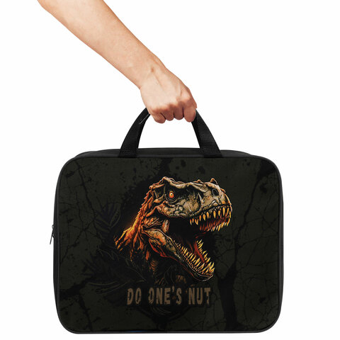 Папка на молнии с ручками BRAUBERG А4, 1 отделение, полиэстер, 80 мм, "Dino attack", 272179