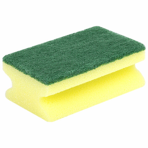 Губки для посуды 9,6х6,4х4 см, КОМПЛЕКТ 2 шт., MAXI, поролон с абразивным слоем, профильные, LAIMA К0015, 601557