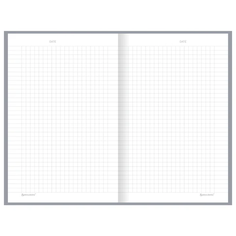Блокнот А5 134х206 мм, 80 л., твёрдый, клетка, BRAUBERG "Minimal", серый, 116437