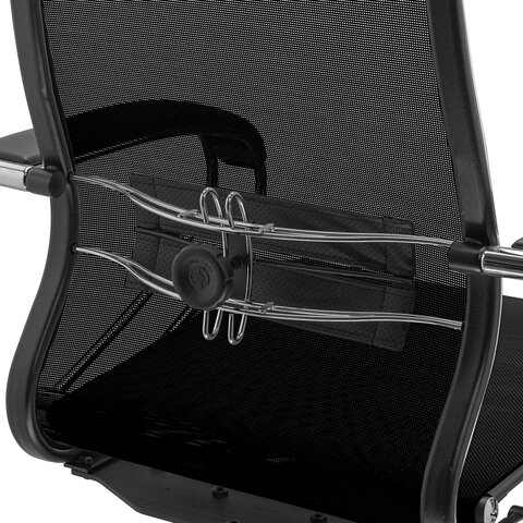 Кресло офисное МЕТТА "К-9" хром, прочная сетка, сиденье и спинка регулируемые, черное