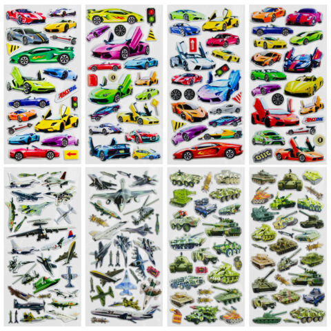 Наклейки зефирные "Для мальчиков", 19х9,5 см, ассорти 8 видов, FUNSTER (ФАНСТЕР), 666090