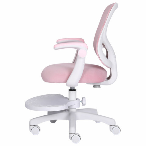 Кресло детское с подставкой для ног BRABIX "Sky MG-206", велюр, розовое, 533154