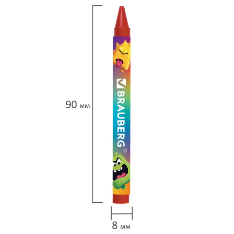 Восковые мелки BRAUBERG "МОНСТРИКИ", 12 цветов, 273238