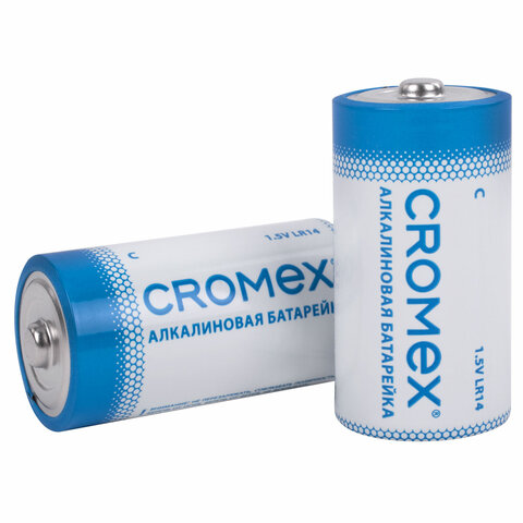 Батарейки алкалиновые КОМПЛЕКТ 4 шт., CROMEX (КРОМЕКС) Alkaline, C (LR14, 14А), короб, 456455