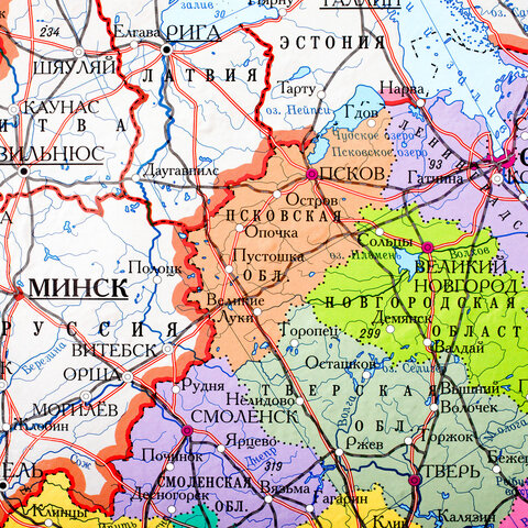 Карта России политико-административная 157х107см, 1:5,5М, в тубусе, интерактивная, BRAUBERG, 112400