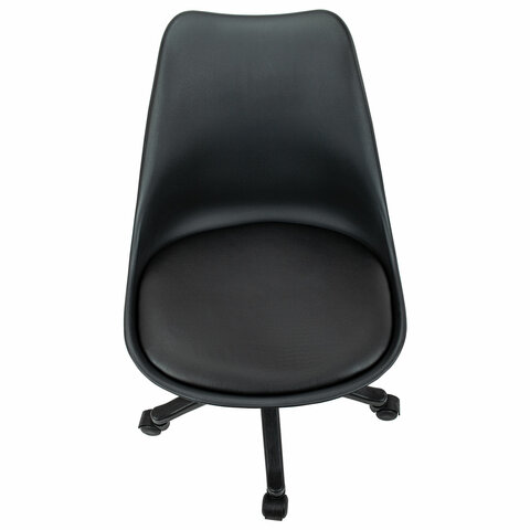 Кресло стул BRABIX "Eames MG-310 PL", пластик черный, экокожа черная, 532927