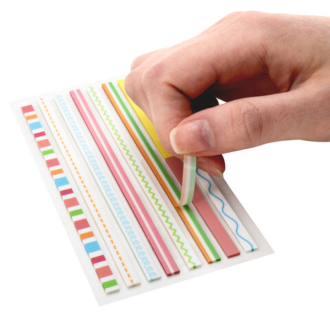 Закладки клейкие, выделители текста, BRAUBERG ULTRA PATTERN COLOR, 135х5 мм, 160 штук (8 цветов х 20 листов), 116687
