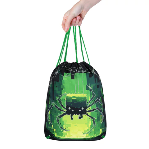 Мешок для обуви BRAUBERG PREMIUM, карман, подкладка, светоотражайка, 43х33 см, "Digital spider", 273444
