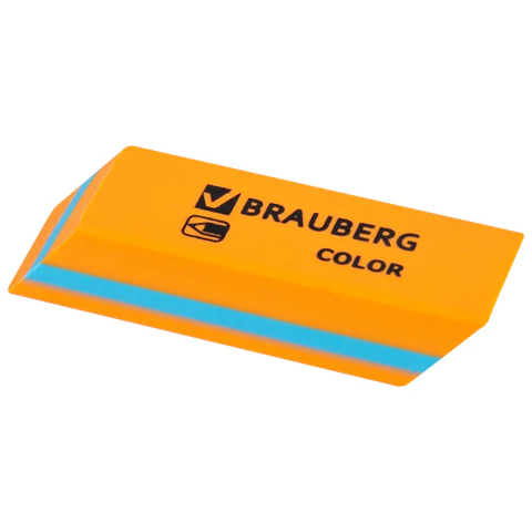 Ластик BRAUBERG "Color", 55х15х13 мм, прямоугольный, скошенный, яркие цвета ассорти, 272671