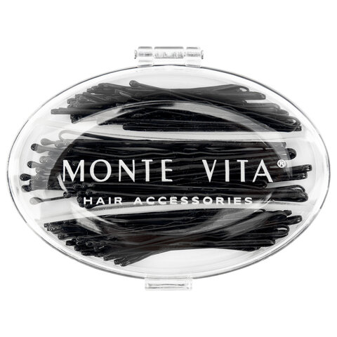 Невидимки для волос НАБОР 60 шт., 4,5 см, 5 см, 6 см, в кейсе, чёрный, MONTE VITA (МОНТЕ ВИТА), 457102